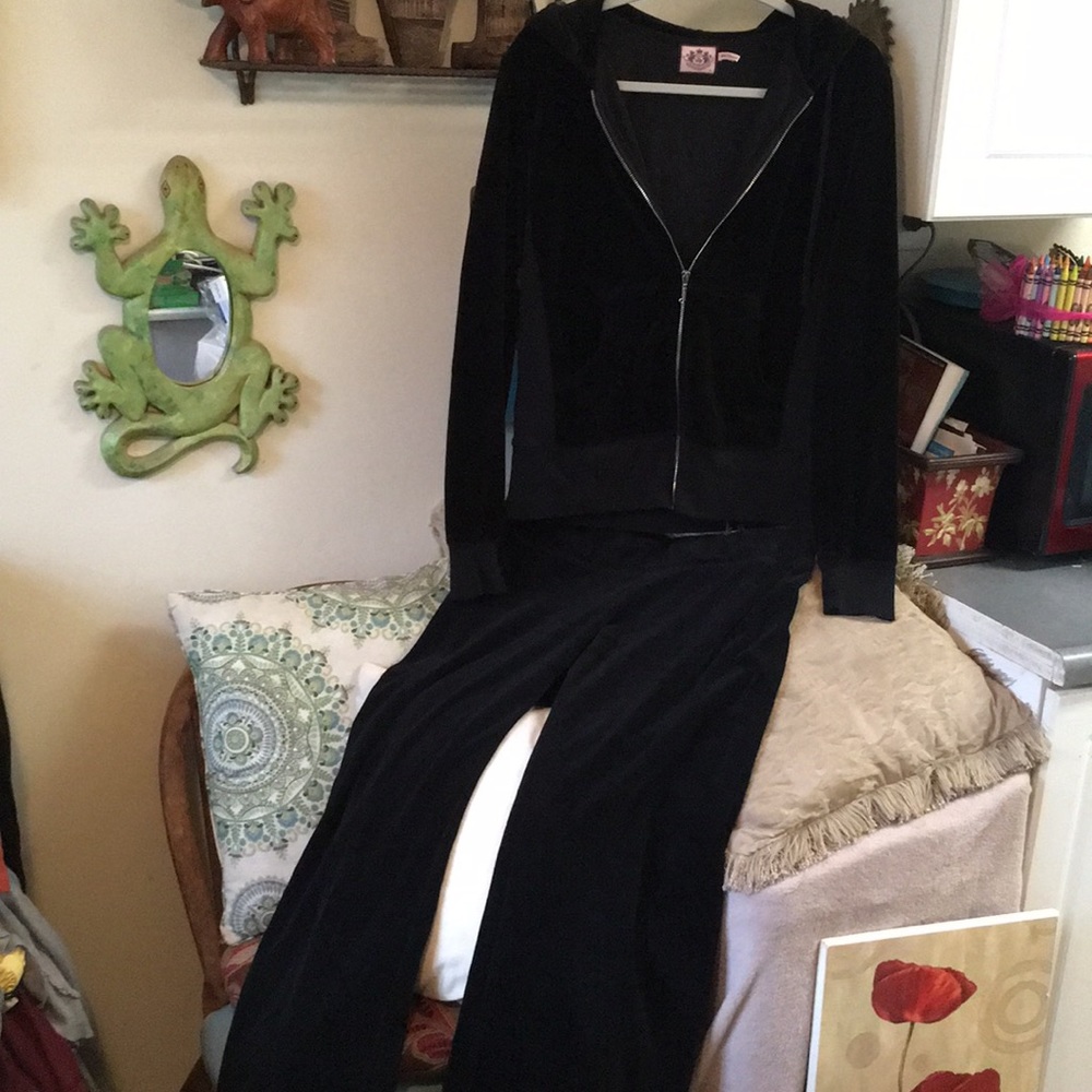 Juicy Couture 2piece velvet black lounge set L/XL!